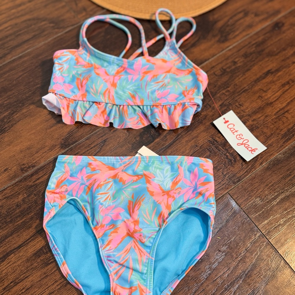 Cat & Jack Blue and Pink Ruffle Bikini